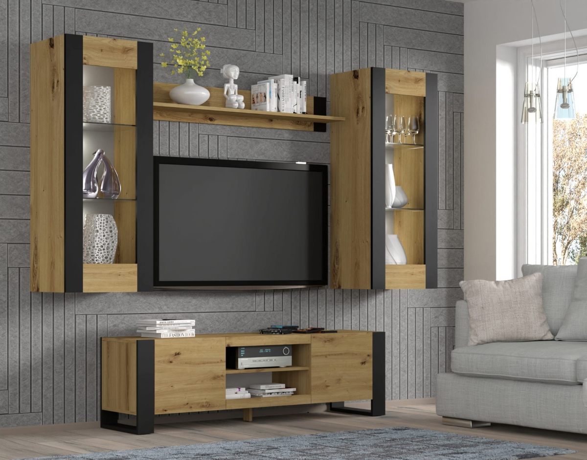 Witryna wisząca pełna MONDI 125 cm dąb artisan