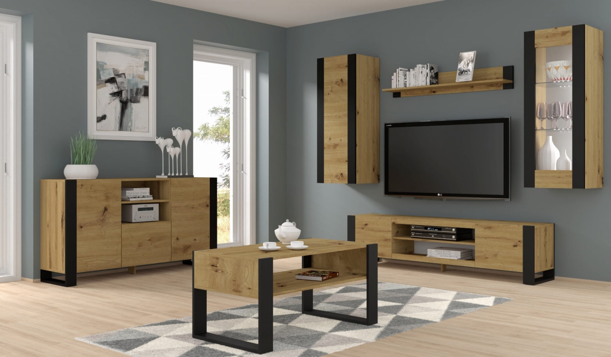 Witryna wisząca pełna MONDI 125 cm dąb artisan