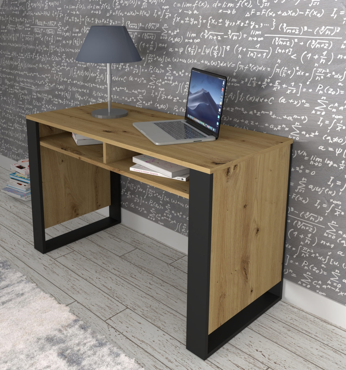 Biurko Mondi 120x55 dąb artisan czarny mat