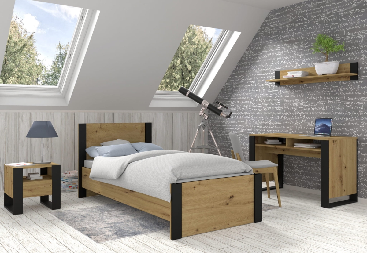 Biurko Mondi 120x55 dąb artisan czarny mat