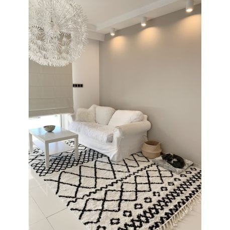 Dywan BERBER SAFI N9040 biały / czarny Frędzle berberyjski marokański shaggy 200x290 cm