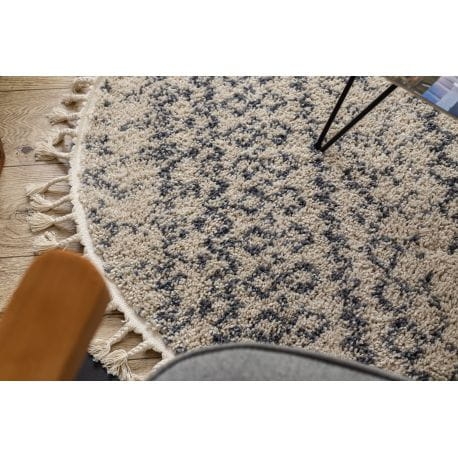 Dywan BERBER AGADIR G0522 koło krem / szary Frędzle berberyjski marokański shaggy koło 160 cm