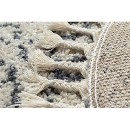 Dywan BERBER AGADIR G0522 koło krem / szary Frędzle berberyjski marokański shaggy koło 160 cm