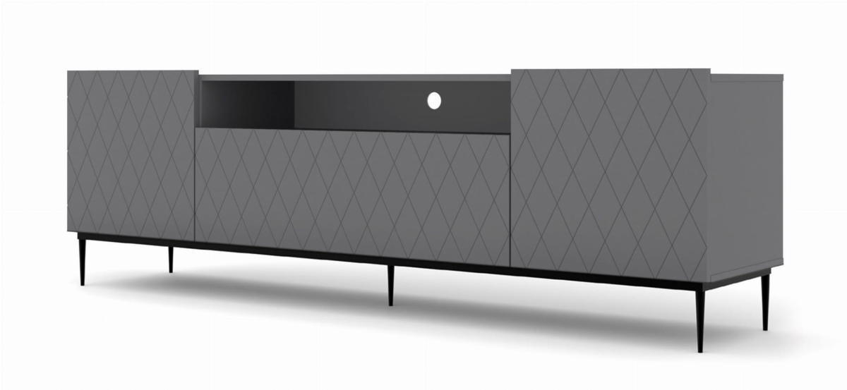 Szafka RTV Diuna 2D1K 193 cm grafit mat MDF szpilka