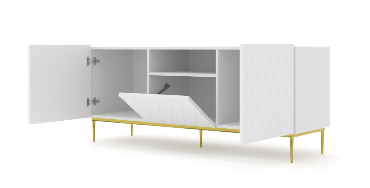 Szafka RTV Diuna 2D1K 145 cm biały mat MDF rama