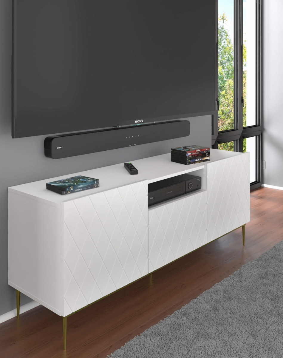 Szafka RTV Diuna 2D1K 145 cm biały mat MDF rama