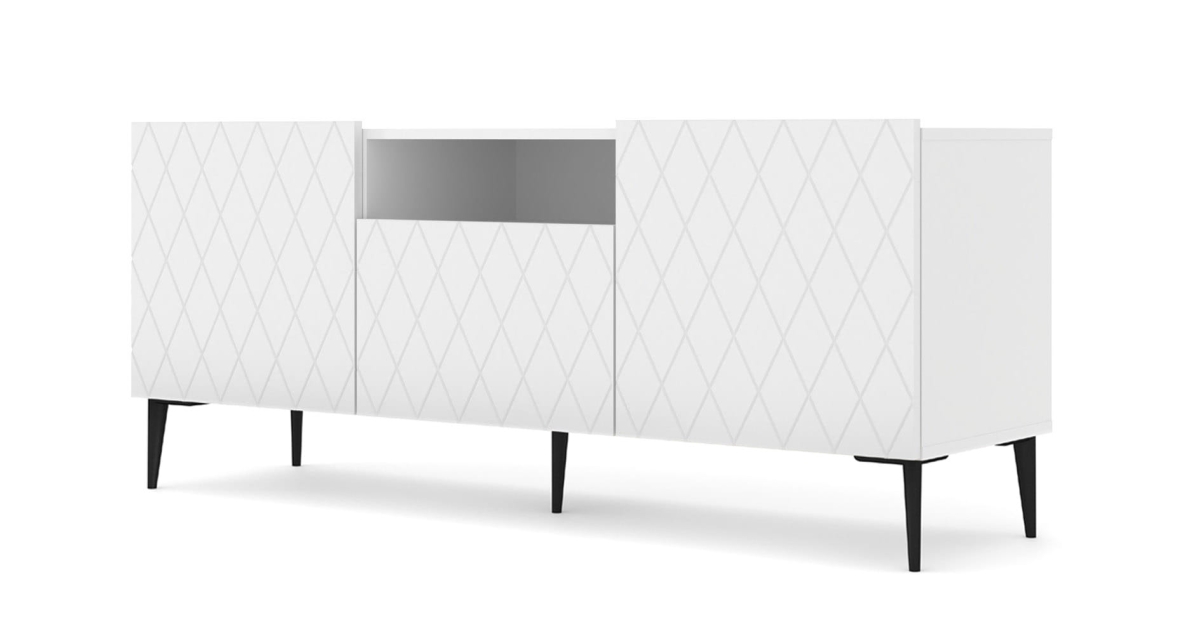 Szafka RTV Diuna 2D1K 145 cm biały mat MDF szpilka