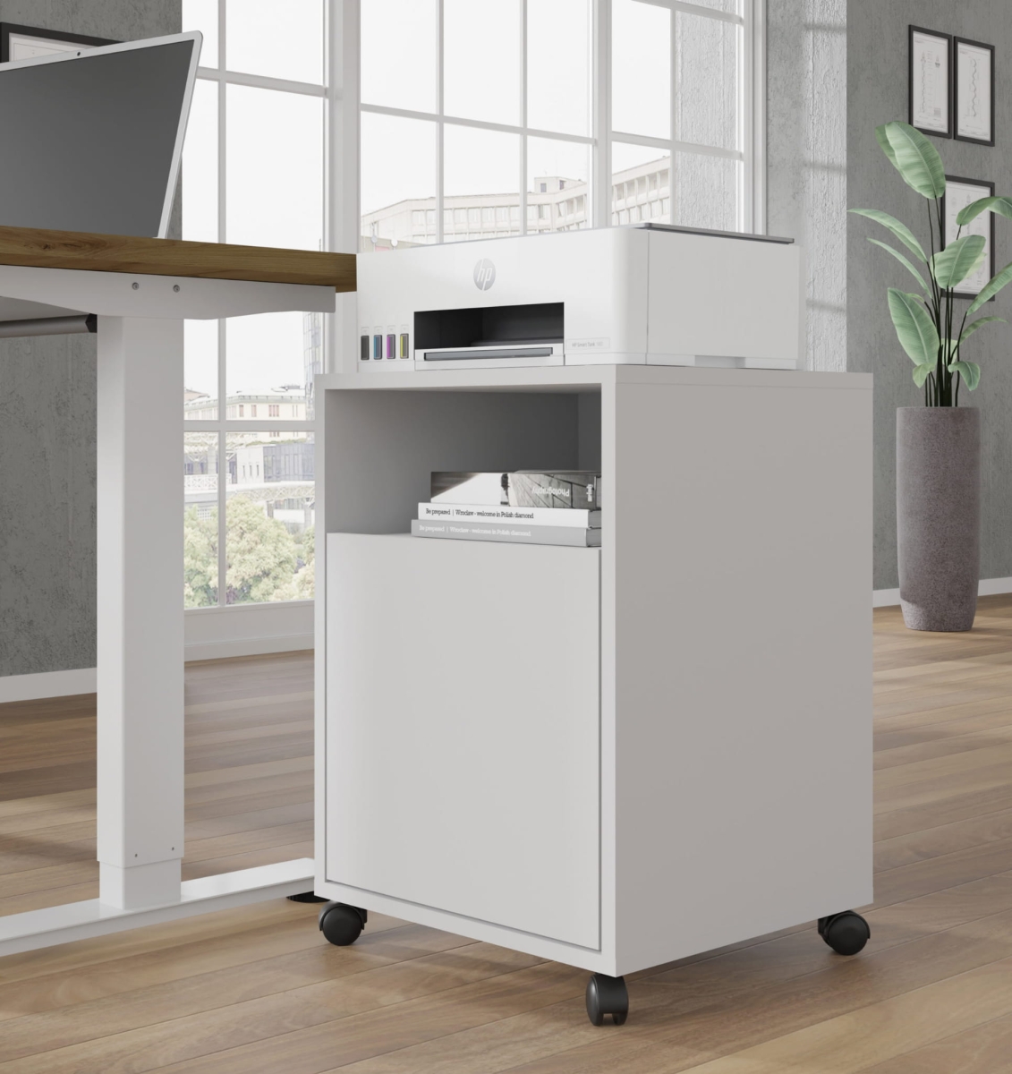 BIMOTION Szafka pod biurko na kółkach 60 cm biała