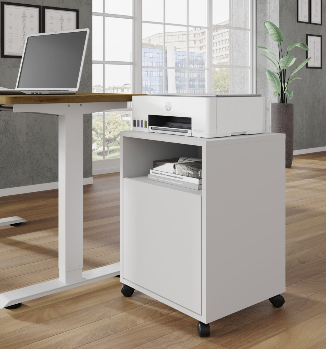 BIMOTION Szafka pod biurko na kółkach 60 cm biała