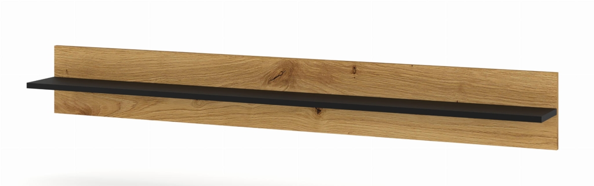 Półka Anette B 150 cm czarny mat wstawka dąb artisan