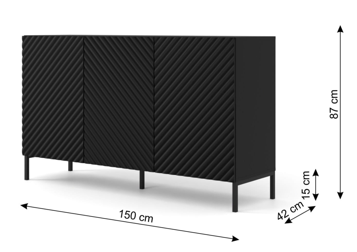 Komoda Surf 150 3D czarny mat