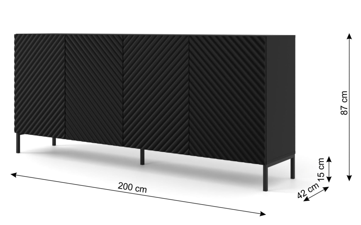 Komoda Surf 200 4D czarny mat