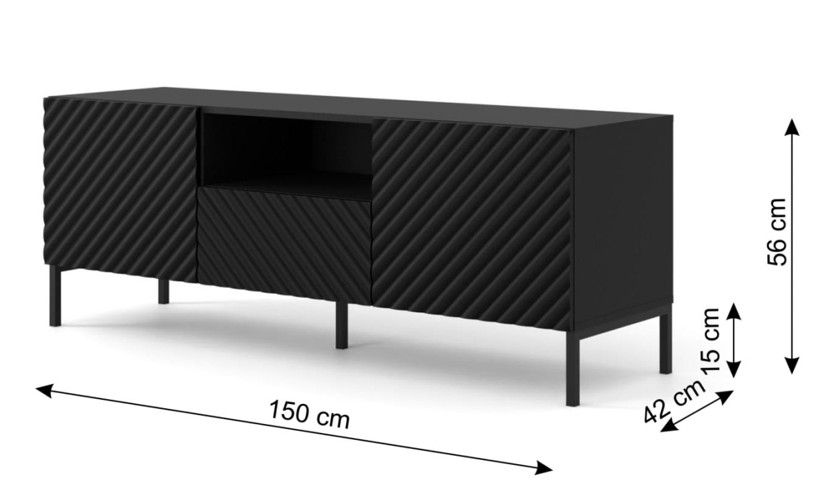 Szafka RTV Surf 150 2D1S czarny mat