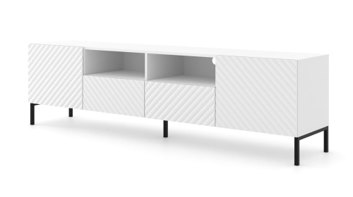 Szafka RTV 200 cm, biała matowa do salonu Surf 2D2S