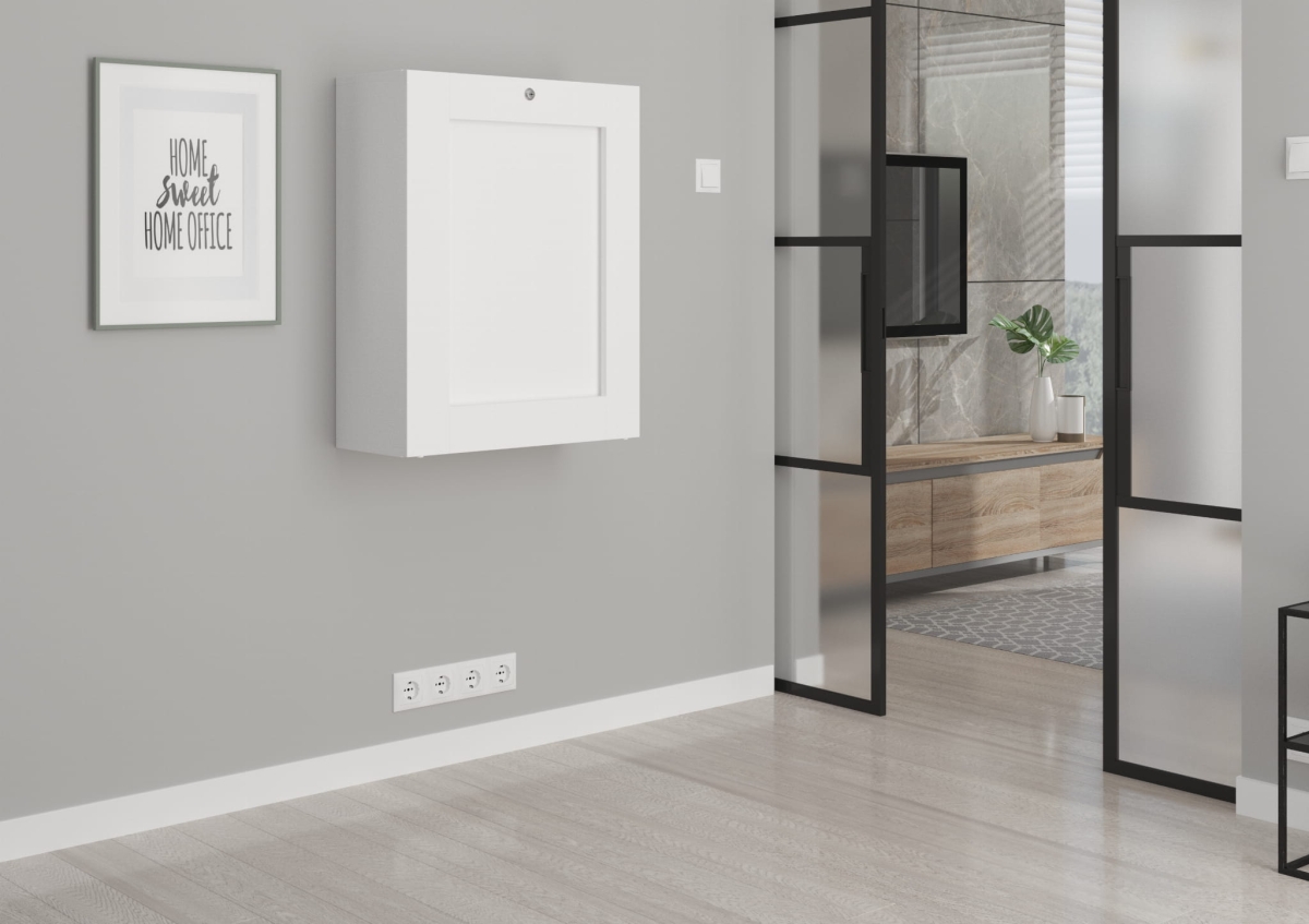 Biurko wiszące rozkładane Tilt biały mat / czarny mat