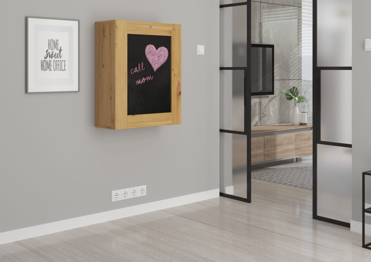 Biurko wiszące rozkładane Tilt dąb artisan / czarny mat