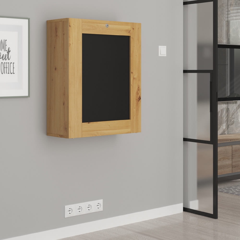 Biurko wiszące rozkładane Tilt dąb artisan / czarny mat