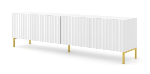 Szafka czterodzwiowa RTV  200 cm, biała matowa do salonu Wave 4D