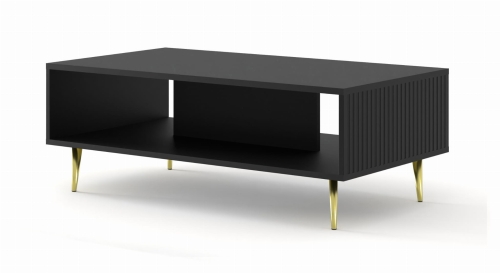 Stolik kawowy 90x60 cm, czarny matowy ze złotymi szpilkami Ravenna B