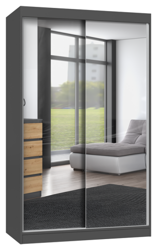 Szafa dwurzwiowa 120 cm, z drzwiami przesuwnymi, z lustrem antracyt do sypialni Iga 120A