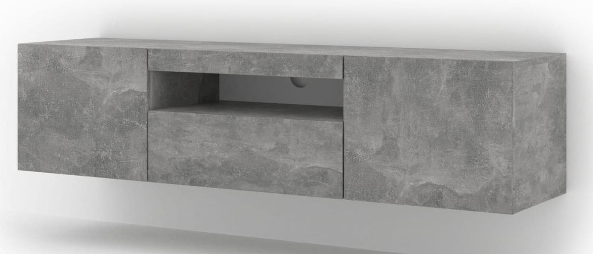 Szafka RTV Aura 150 cm uniwersalna wisząca stojąca beton (*opcja LED)