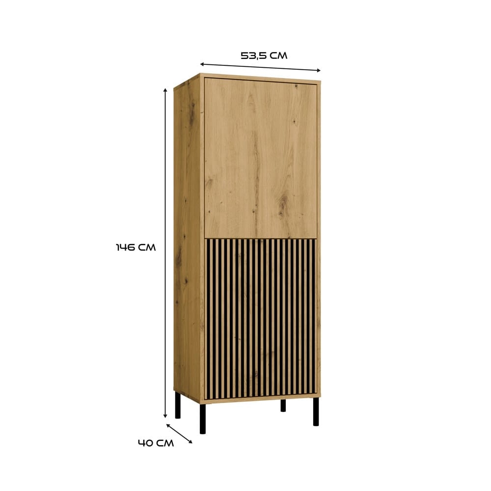 Witryna KAMARO 2DK SLIM/GŁADKI DĄB ARTISAN Lamele Front Ryflowany + Klasyczny