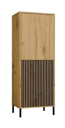 Witryna do salonu z ryflowanym frontem 54 cm, dąb artisan Kamaro 2K SLIM/GŁADKI