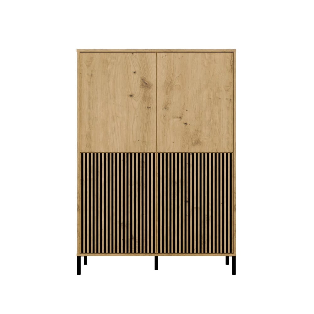 Witryna KAMARO 4DK SLIM/GŁADKI DĄB ARTISAN 4 Drzwi Lamele Front Ryflowany + Klasyczny