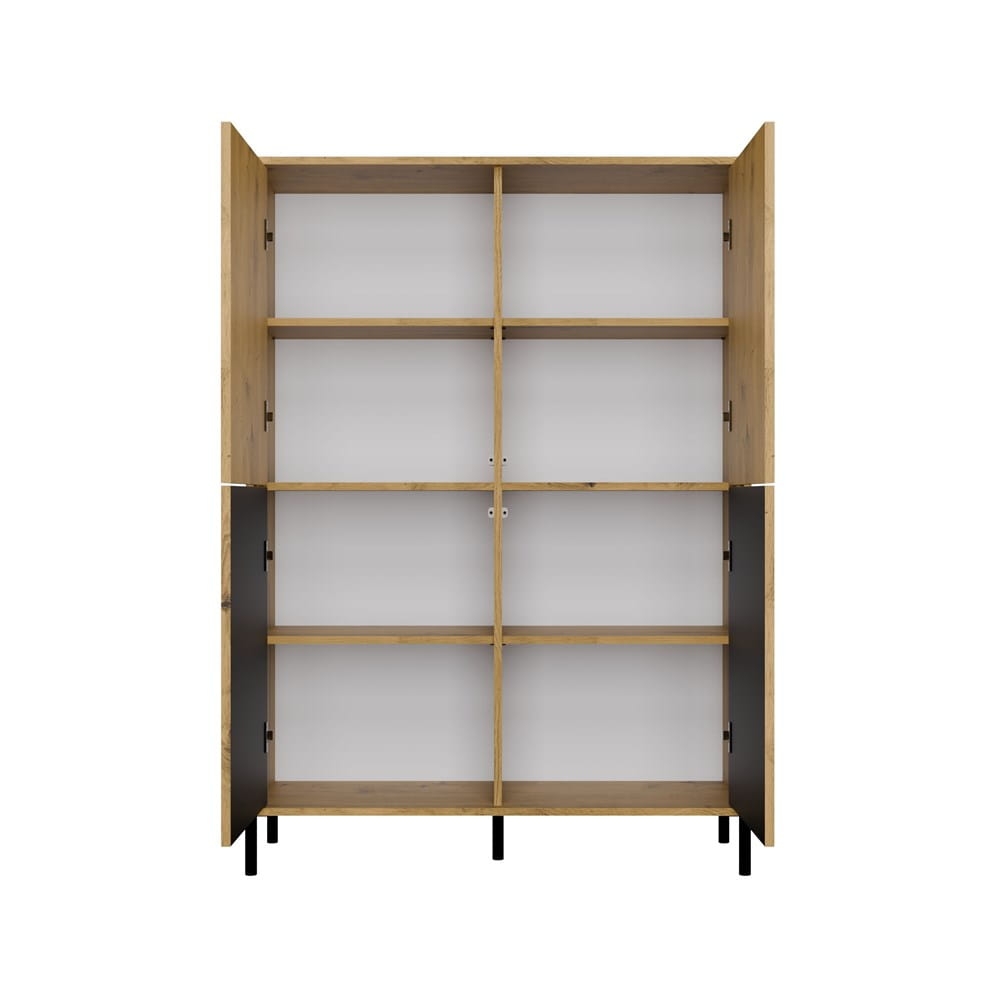 Witryna KAMARO 4DK SLIM/GŁADKI DĄB ARTISAN 4 Drzwi Lamele Front Ryflowany + Klasyczny