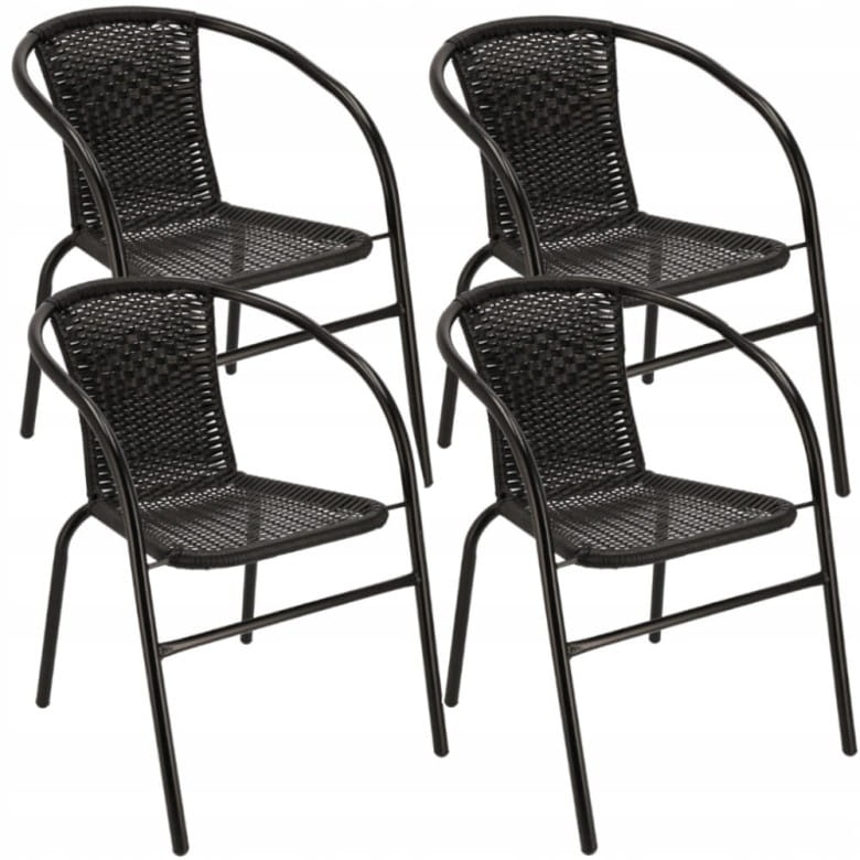 4 x Krzesło ogrodowe BISTRO - czarne