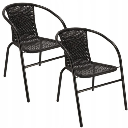  Zestaw dwóch czarnych krzeseł ogrodowych, na taras Bistro