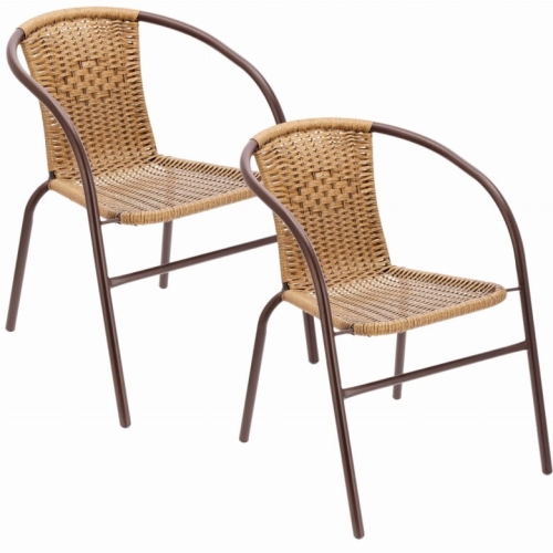  Zestaw dwóch beżowych krzeseł ogrodowych, na taras Bistro