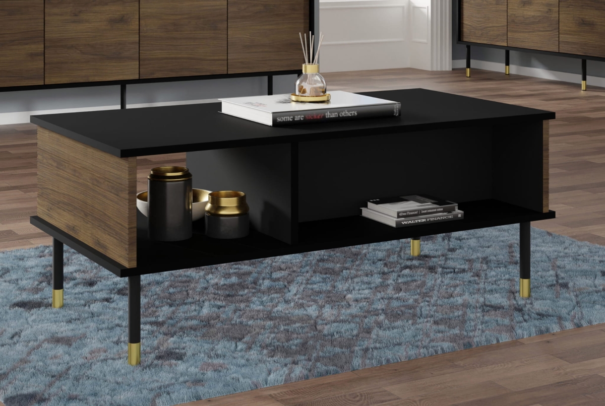 Stolik kawowy Sherwood 110x55 czarny mat / dąb catania