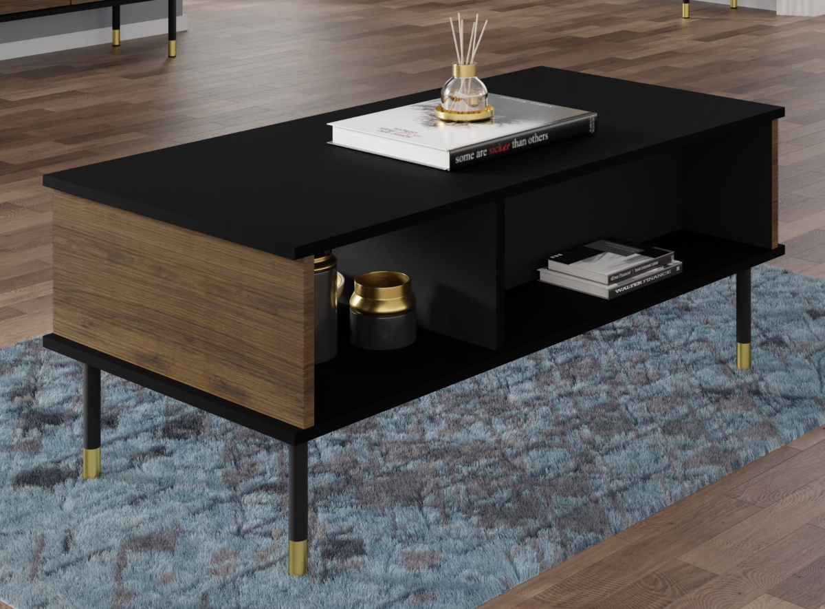 Stolik kawowy Sherwood 110x55 czarny mat / dąb catania