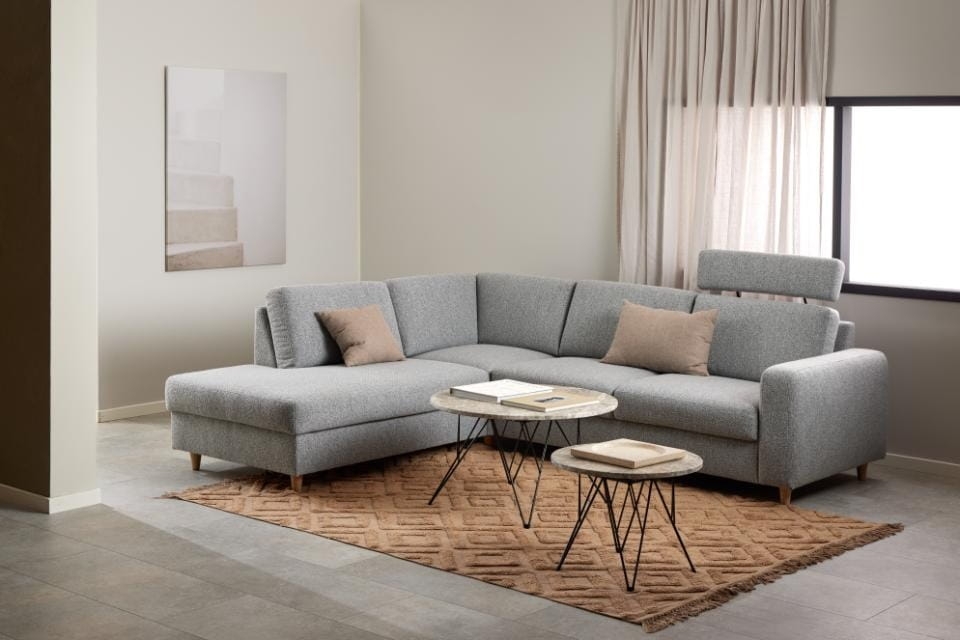 Stolik kawowy Prunus 80cm marmur szary/ czarny