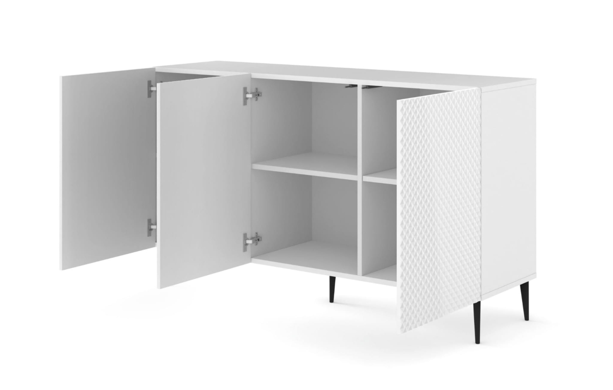 Ravenna PB Komoda 150 3D biały mat, czarna szpilka