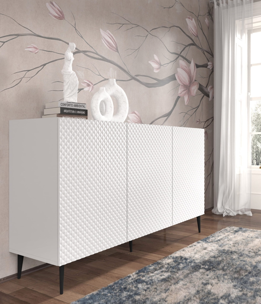 Ravenna PB Komoda 150 3D biały mat, czarna szpilka