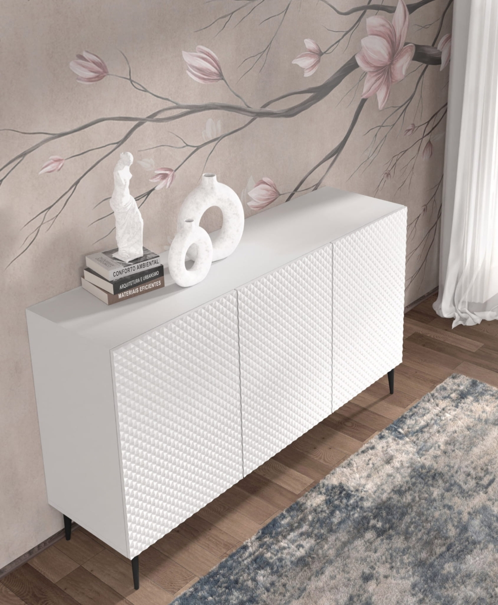 Ravenna PB Komoda 150 3D biały mat, czarna szpilka