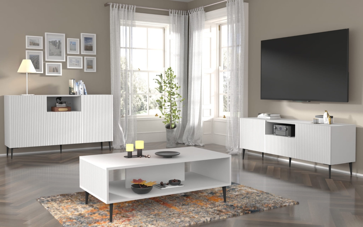 Ravenna PB Komoda 150 2D1DM biały mat, czarna szpilka