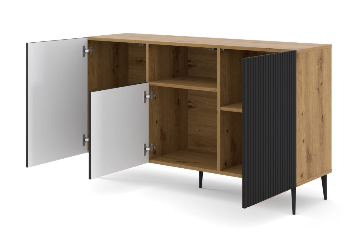 Ravenna PB Komoda 150 2D1DM dąb artisan, czarny mat, czarna szpilka