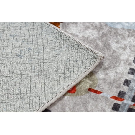 Dywan do prania JUNIOR 51986.803 Tory, lokomotywa dla dzieci, antypoślizgowy - szary 80x150 cm