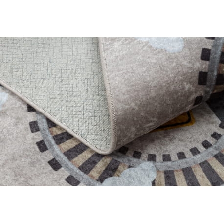 Dywan do prania JUNIOR 51986.803 Tory, lokomotywa dla dzieci, antypoślizgowy - szary 80x150 cm