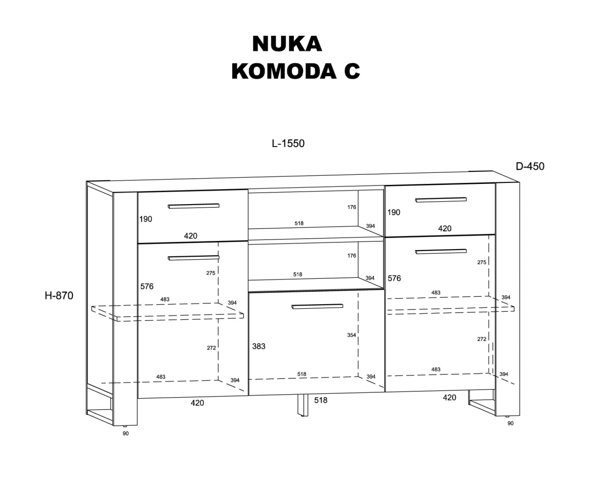 Komoda Nuka C dąb grange