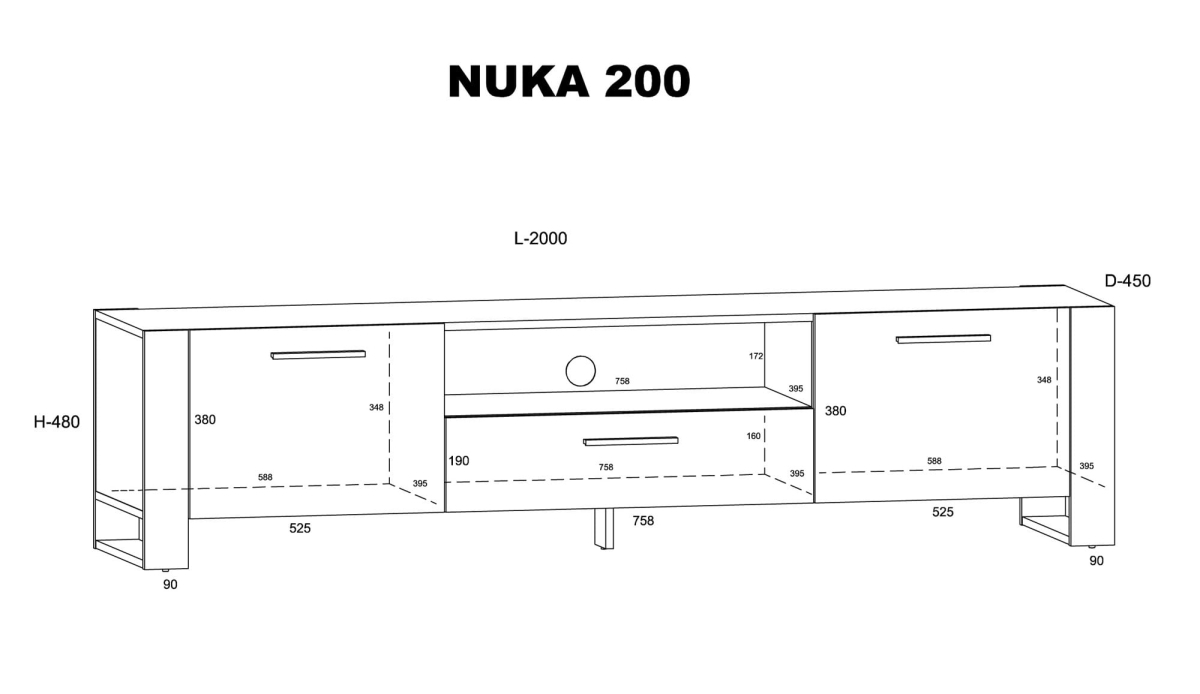 Szafka RTV Nuka 200 cm dąb grange
