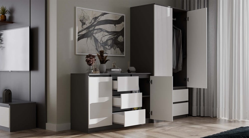 Szafa Malwa SS-90 ANTRACYT BIEL