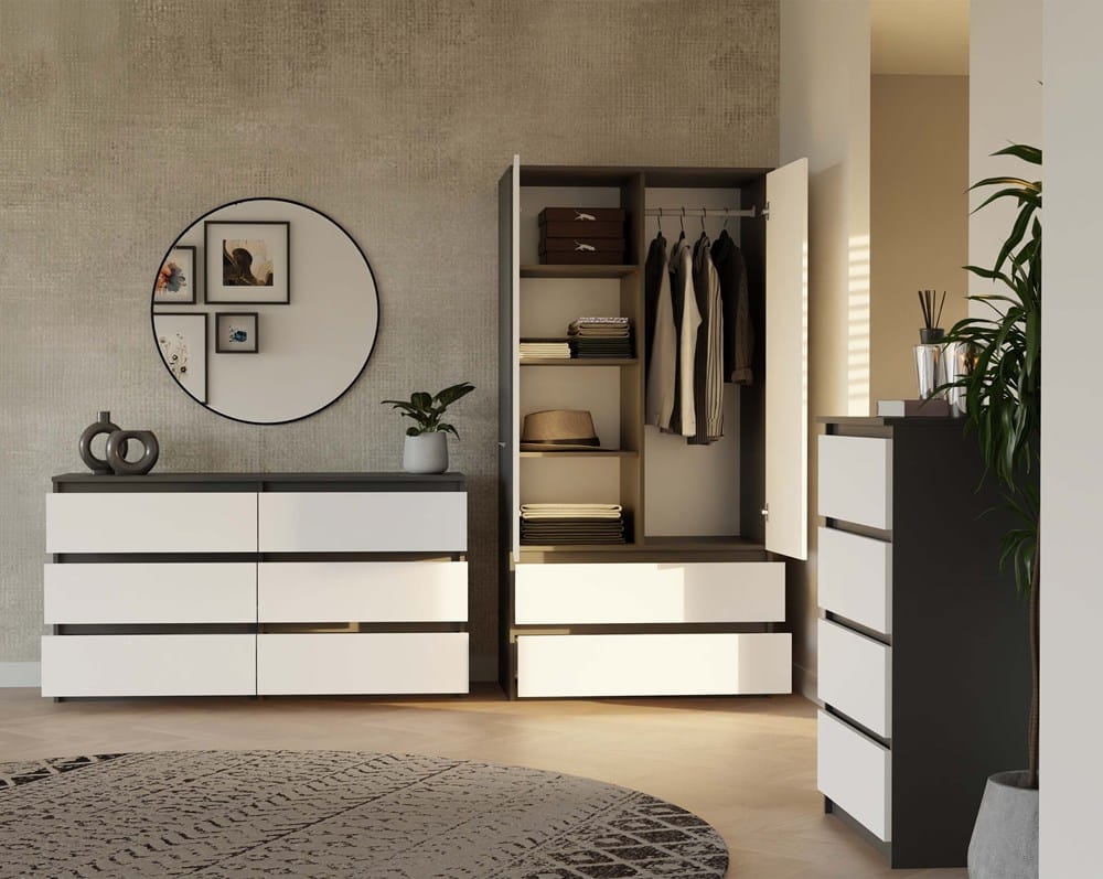 Szafa Malwa SS-90 ANTRACYT BIEL