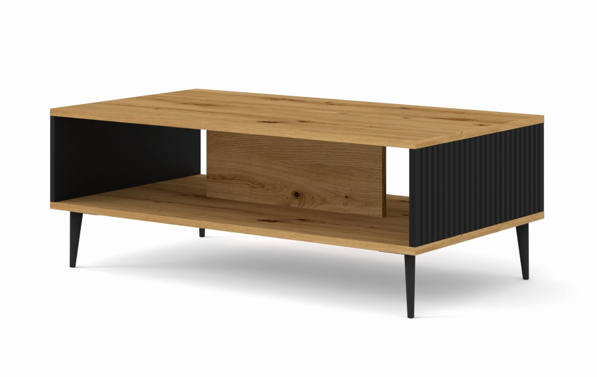 Ravenna PB Stolik kawowy 90x60 dąb artisan, czarny mat, czarna szpilka