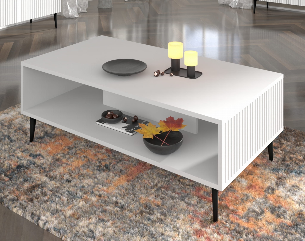 Ravenna PB Stolik kawowy 90x60 biały mat, czarna szpilka