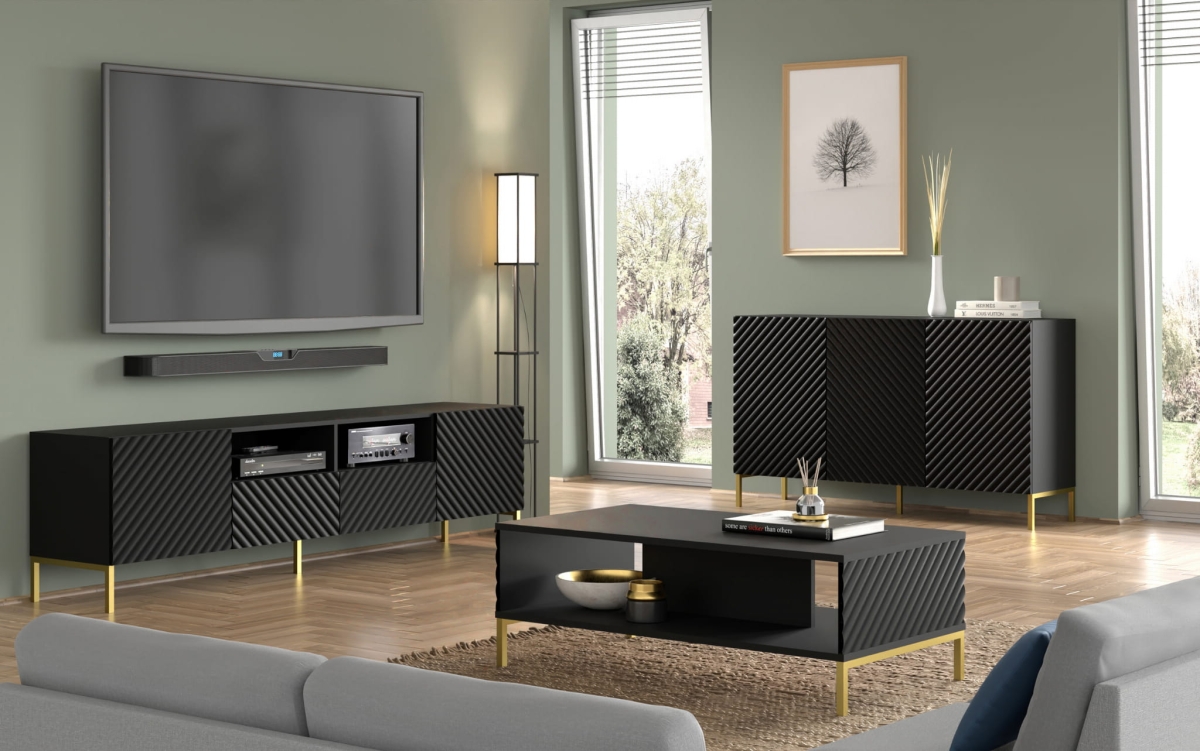 Szafka RTV Surf 200 2D2S czarny mat