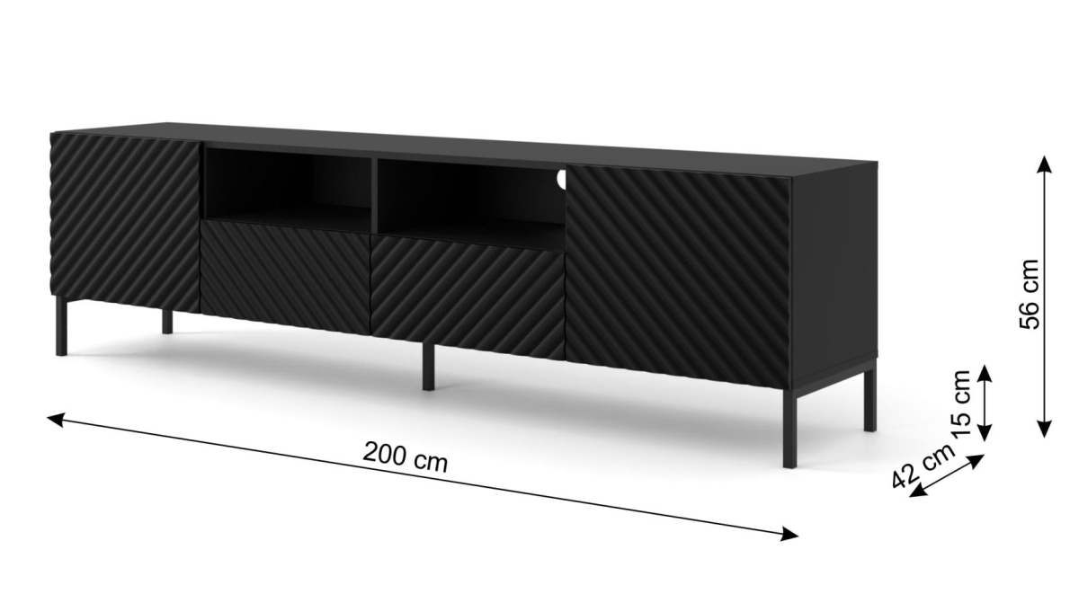 Szafka RTV Surf 200 2D2S czarny mat